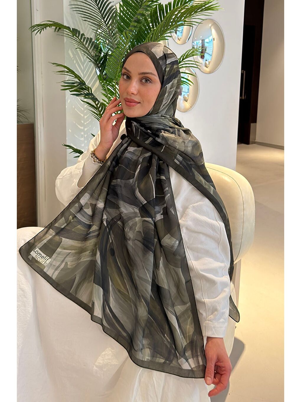 Brush Desen Soft Şal Haki-1