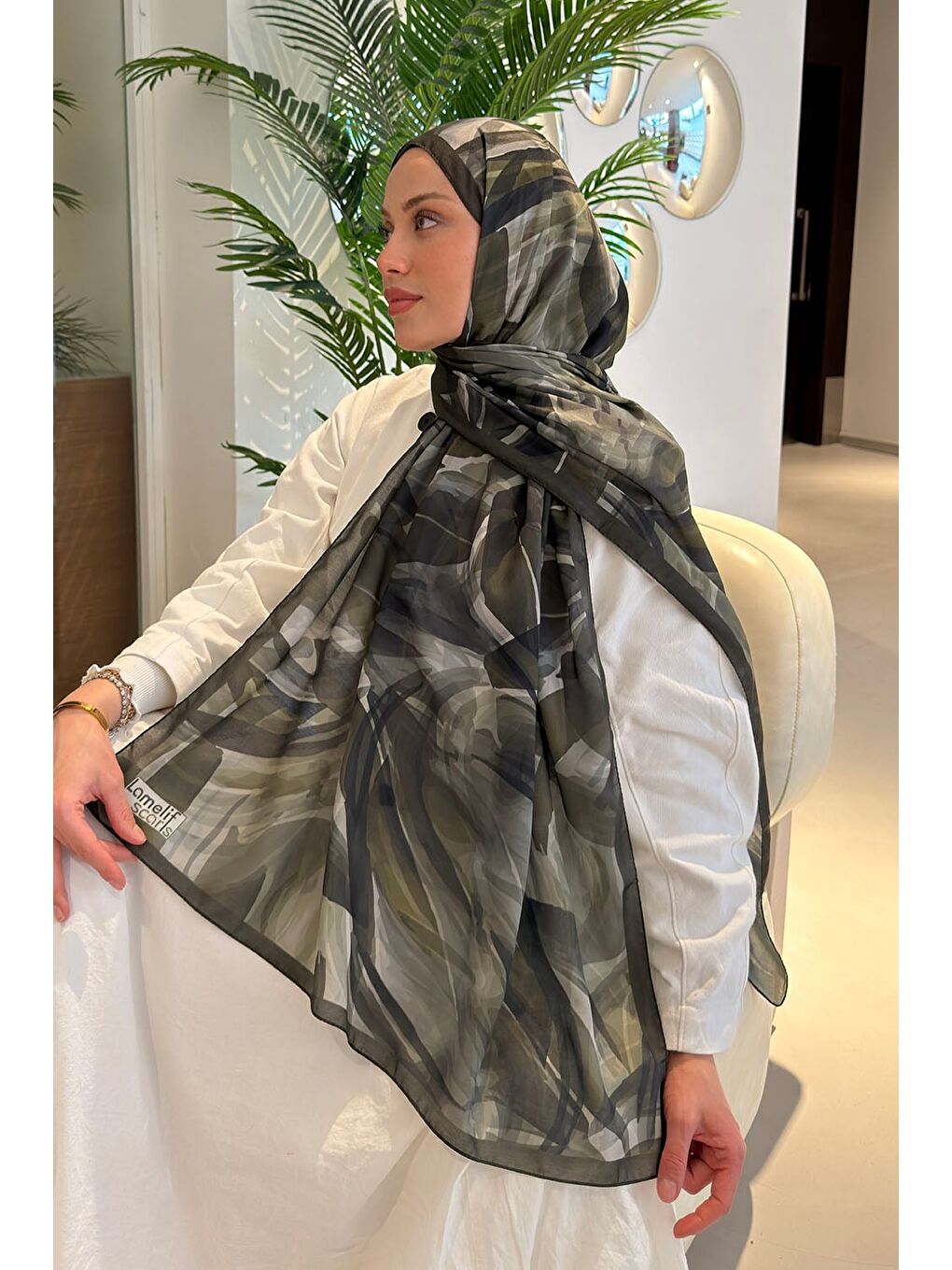 Brush Desen Soft Şal Haki-2