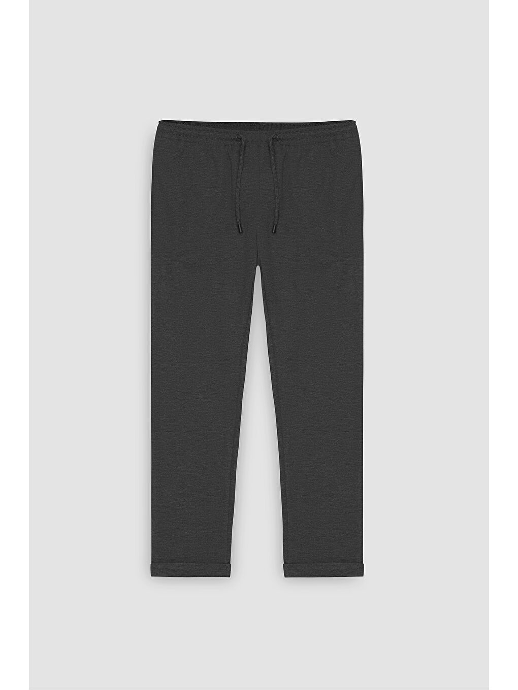 Erkek Gri Standart Fit Normal Kesim Cepli Beli Bağlamalı Rahat Örme Pantolon-5