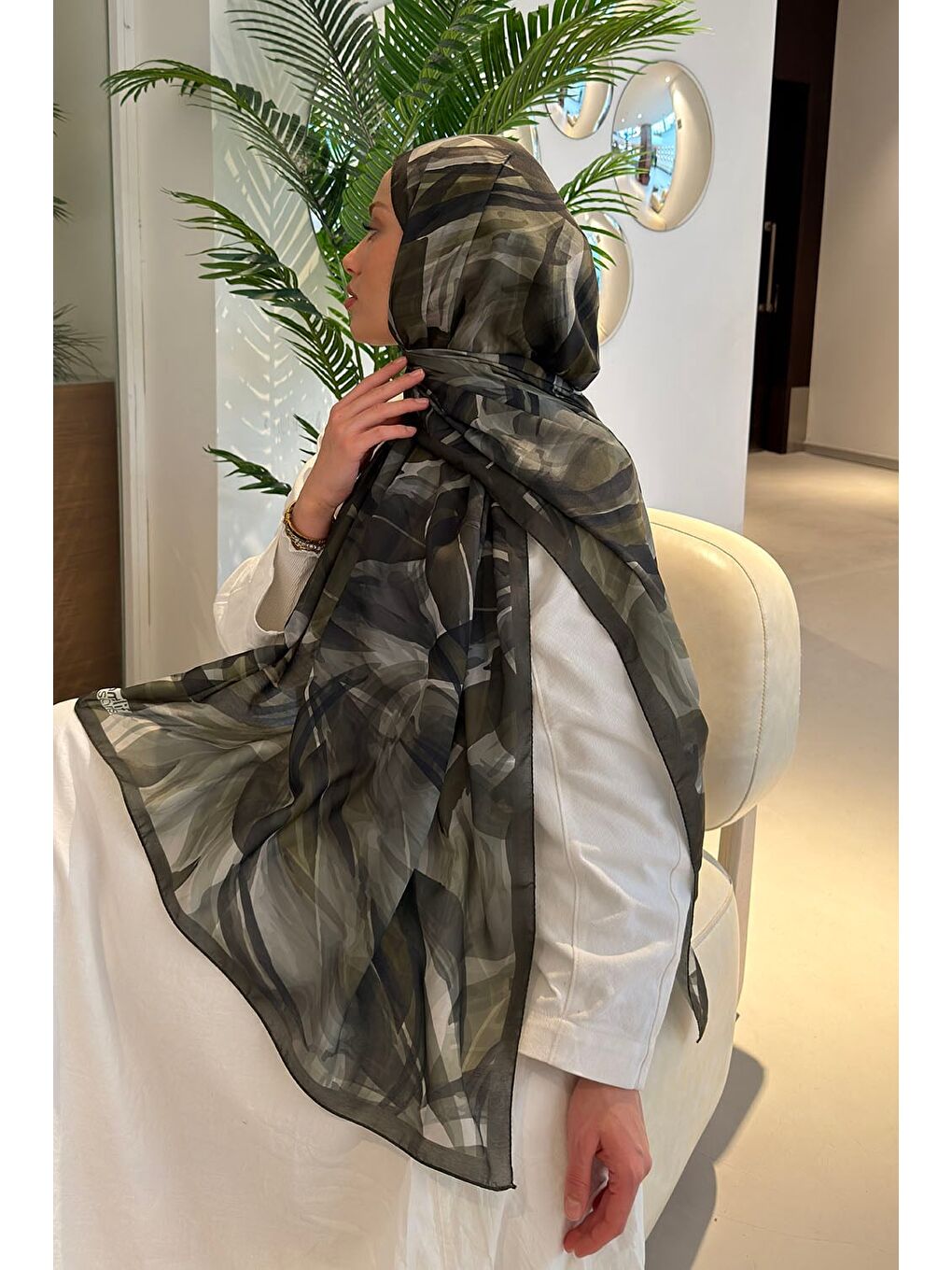 Brush Desen Soft Şal Haki-3