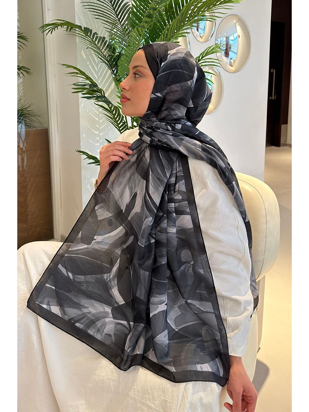 Brush Desen Soft Şal Siyah-3