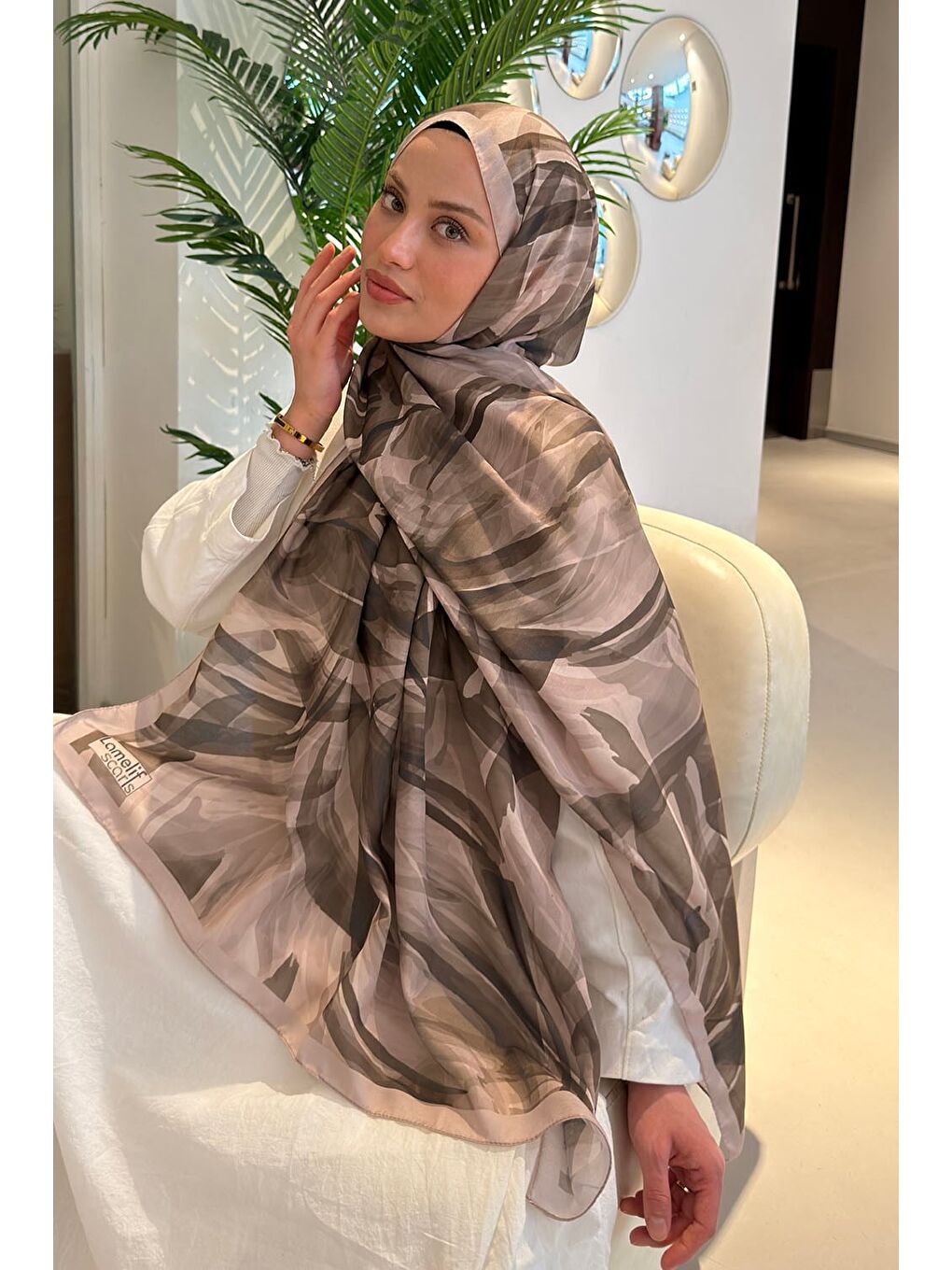 Brush Desen Soft Şal Bej-1