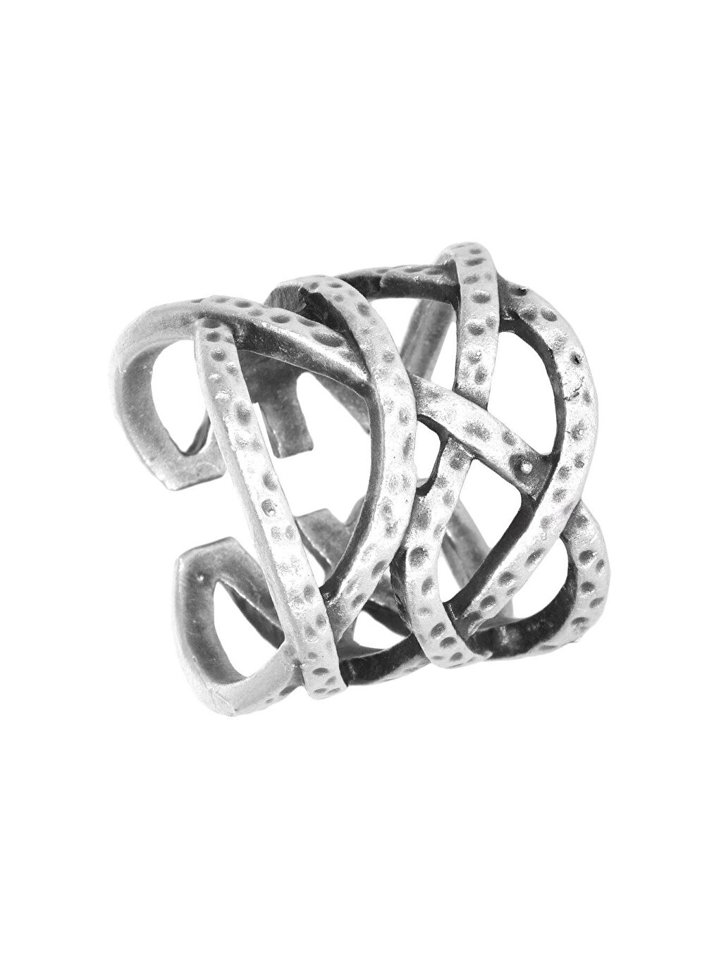 Gri Kadın Antik Gümüş Kaplama Ayarlanabilir Aşk Sarmalı Yüzük-1