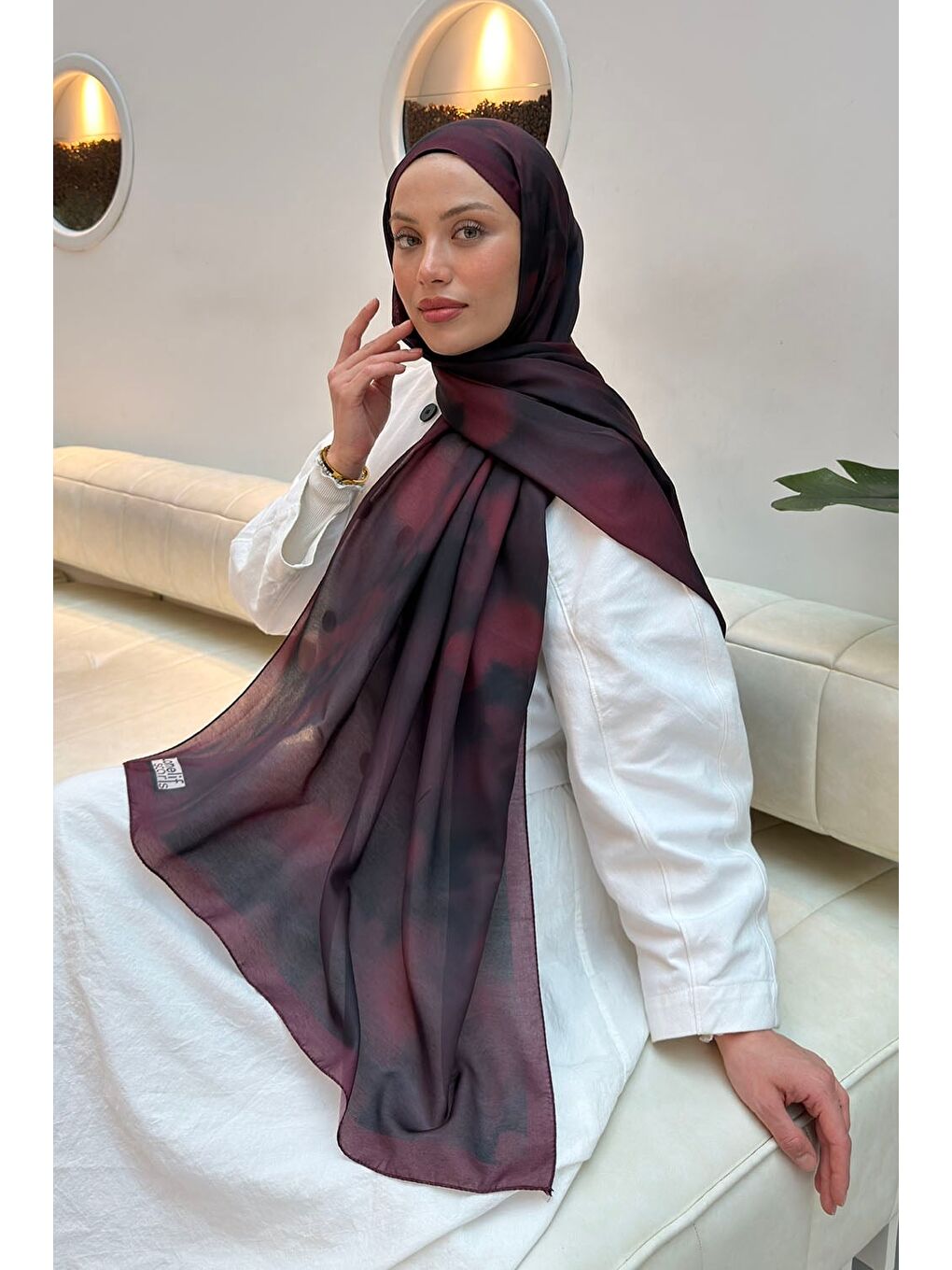 Batik Desen Soft Şal Bordo-1