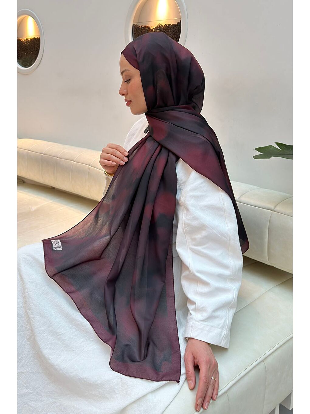 Batik Desen Soft Şal Bordo-3