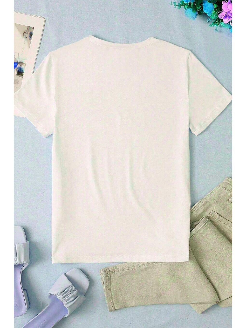 uyguntarz Beyaz Unisex Classical Baskılı Oversize Tshirt - 2