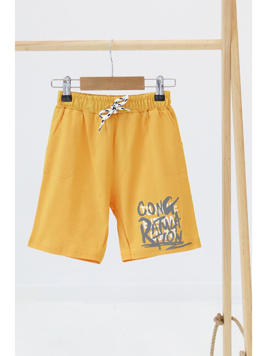 Sarı Erkek Çocuk Hardal Baskılı Şort - 27330