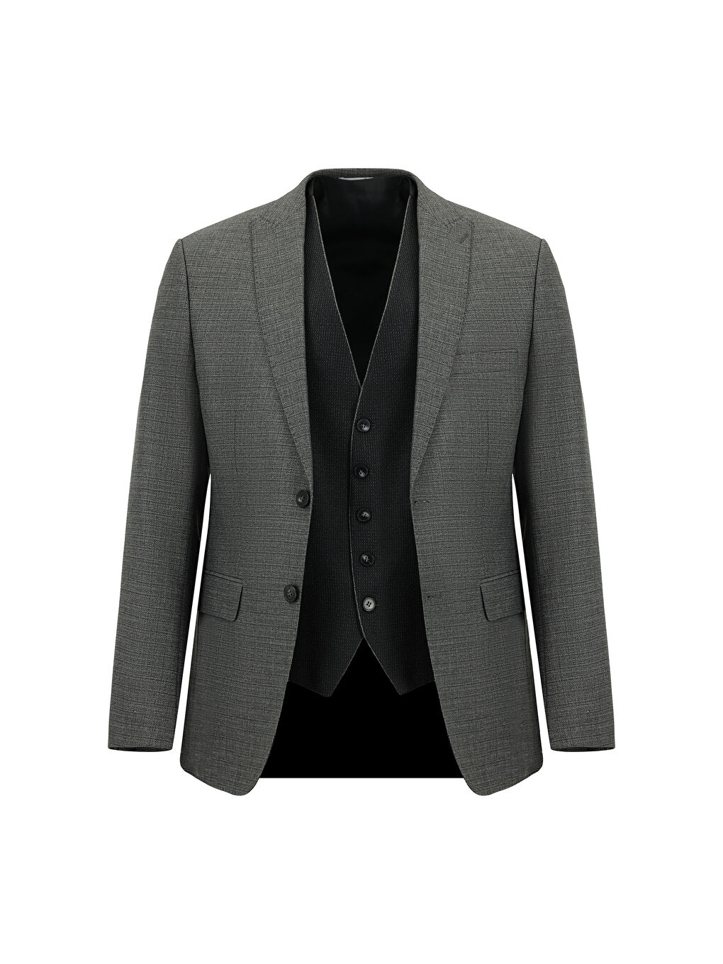 Gri Regular Fit Kombinli Yelekli Takım Elbise-5