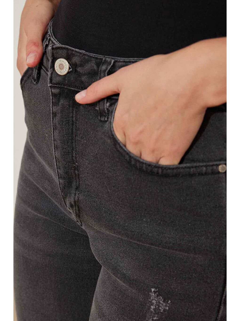 HOOOPSTORE Kesik Paça Gri Flare Jean - 3