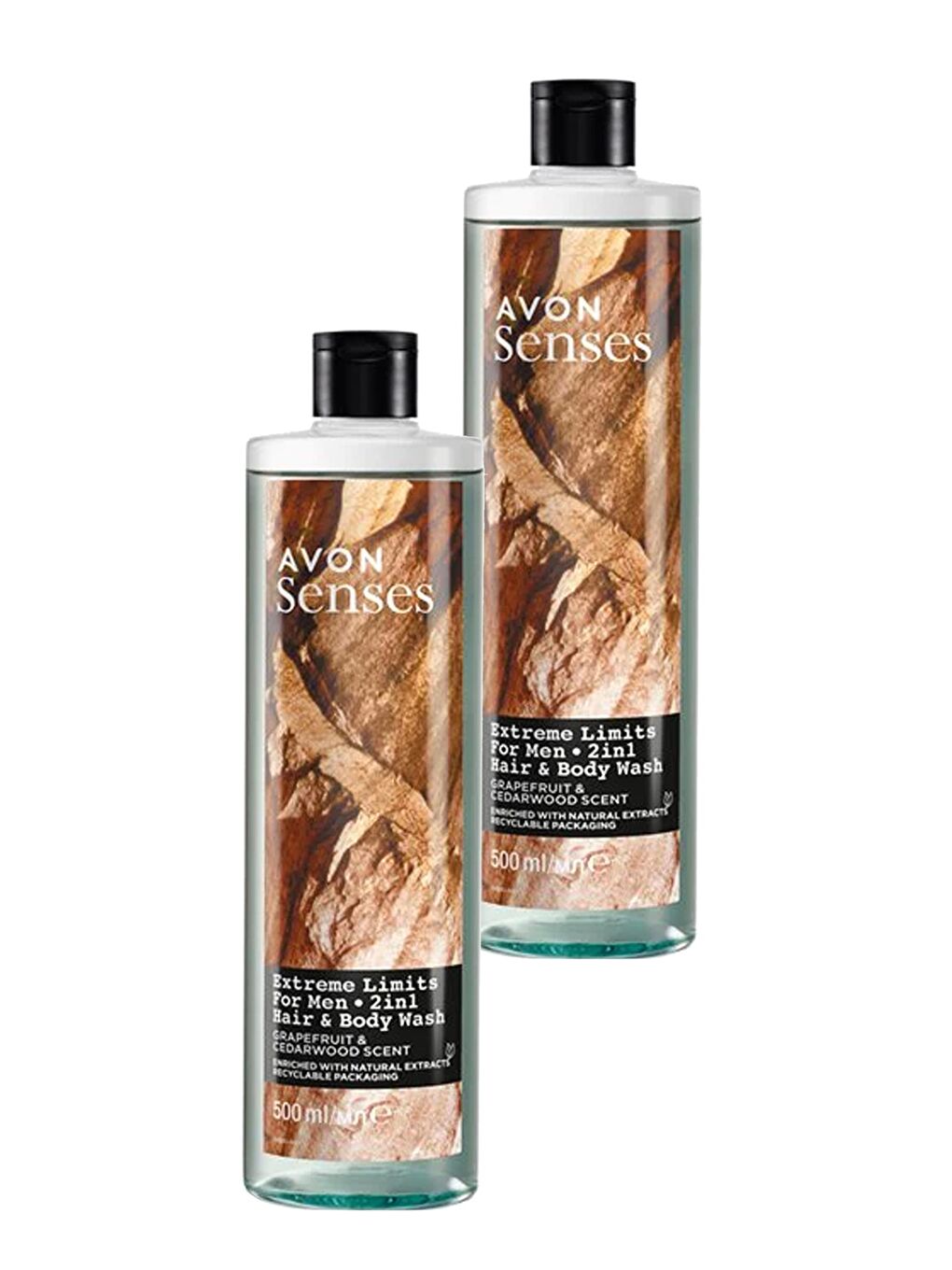 AVON Renksiz Extreme Limits Greyfurt ve Sandal Kokulu Saç ve Vücut için Erkek Duş Jeli 500 Ml. İkili Set