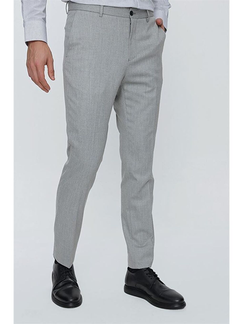 Gri Esnek Yandan Cepli Slim Fit Classic Erkek Pantolon 1003230151
