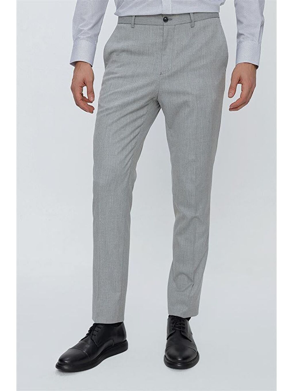 Gri Esnek Yandan Cepli Slim Fit Classic Erkek Pantolon 1003230151-2