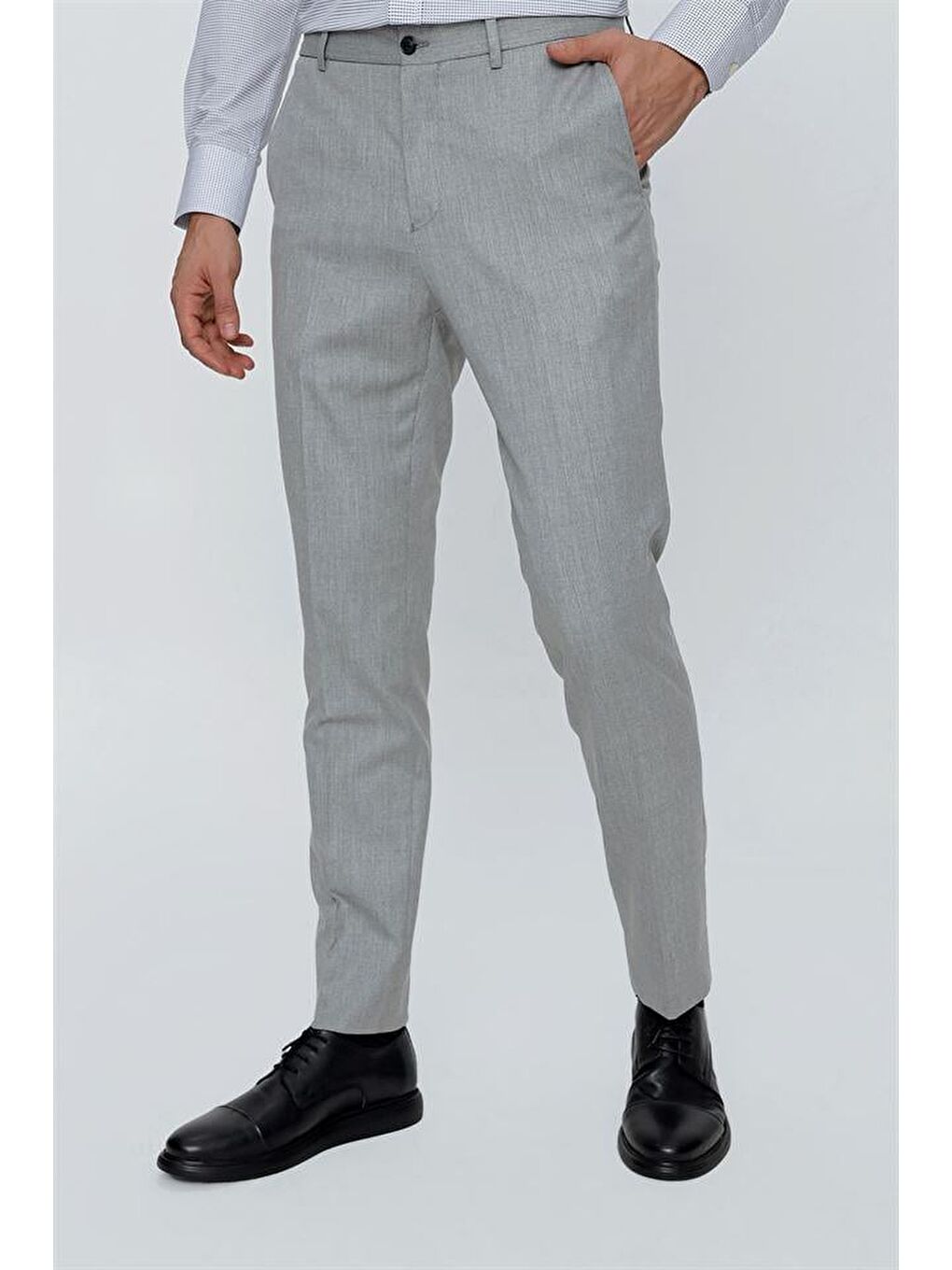 Gri Esnek Yandan Cepli Slim Fit Classic Erkek Pantolon 1003230151-3