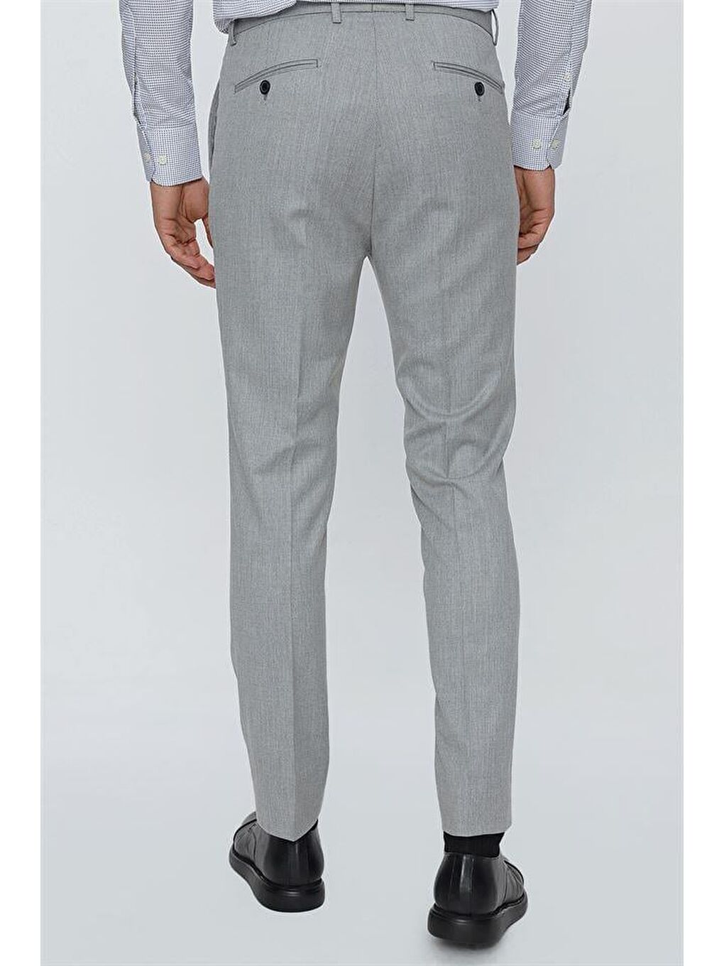 Gri Esnek Yandan Cepli Slim Fit Classic Erkek Pantolon 1003230151-4