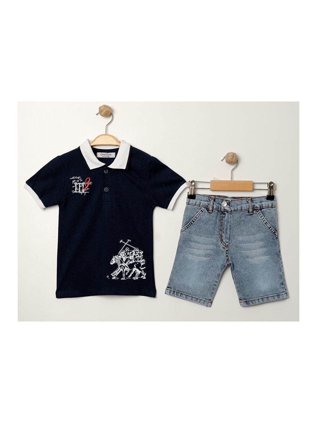 Siyah Tarz Lakos Asker Desenli Belden Ayarlanabilir Kısa Kollu Şortlu 2'li Takım Çocuk ve Bebek Giyim-4