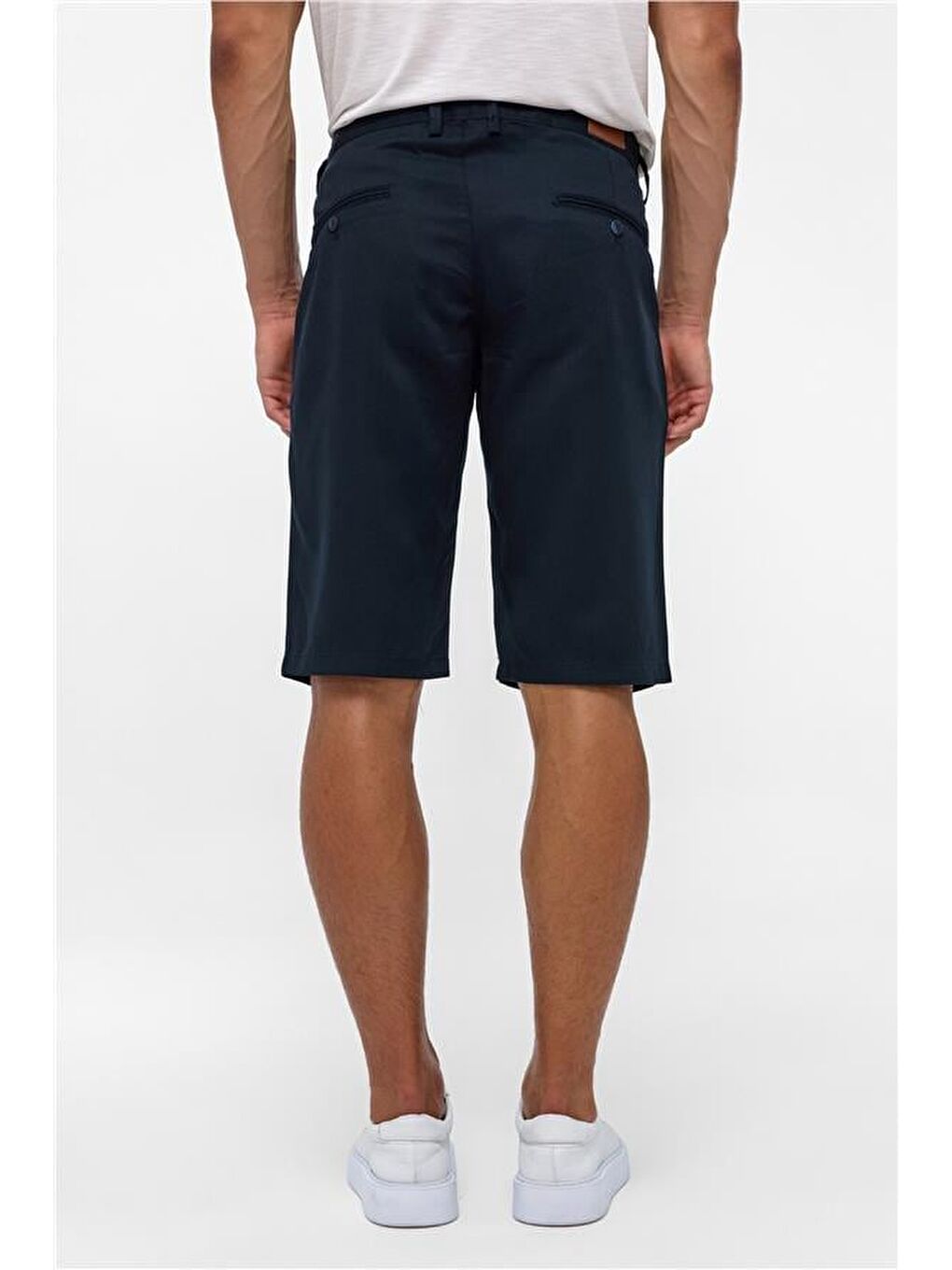 Lacivert Regular Düz Bermuda Şort-4