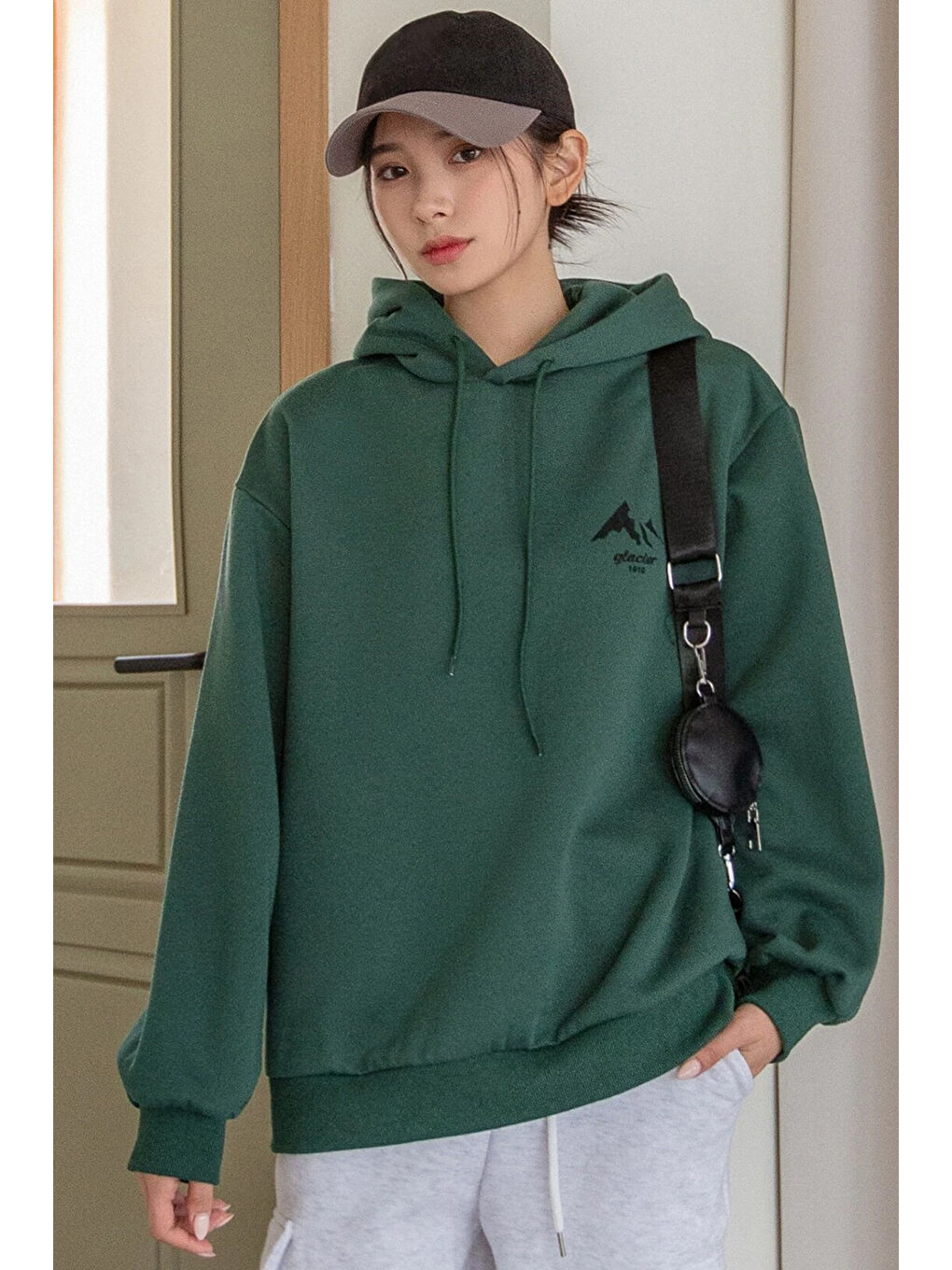 uyguntarz Yeşil Unisex MONTAIN Baskılı Oversize Sweatshirt - 3