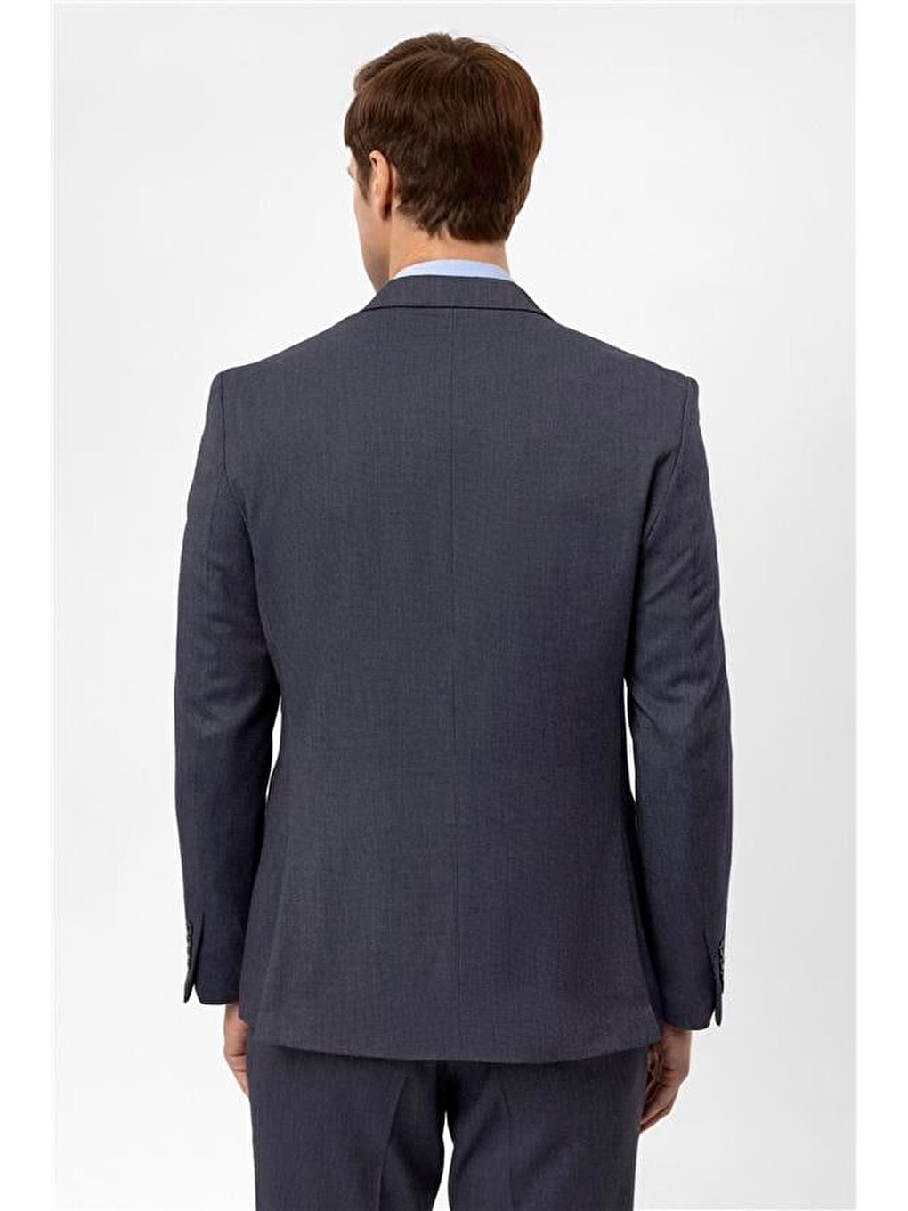 Lacivert Slim Armürlü Sivri Yaka 6 Drop Takım Elbise-5