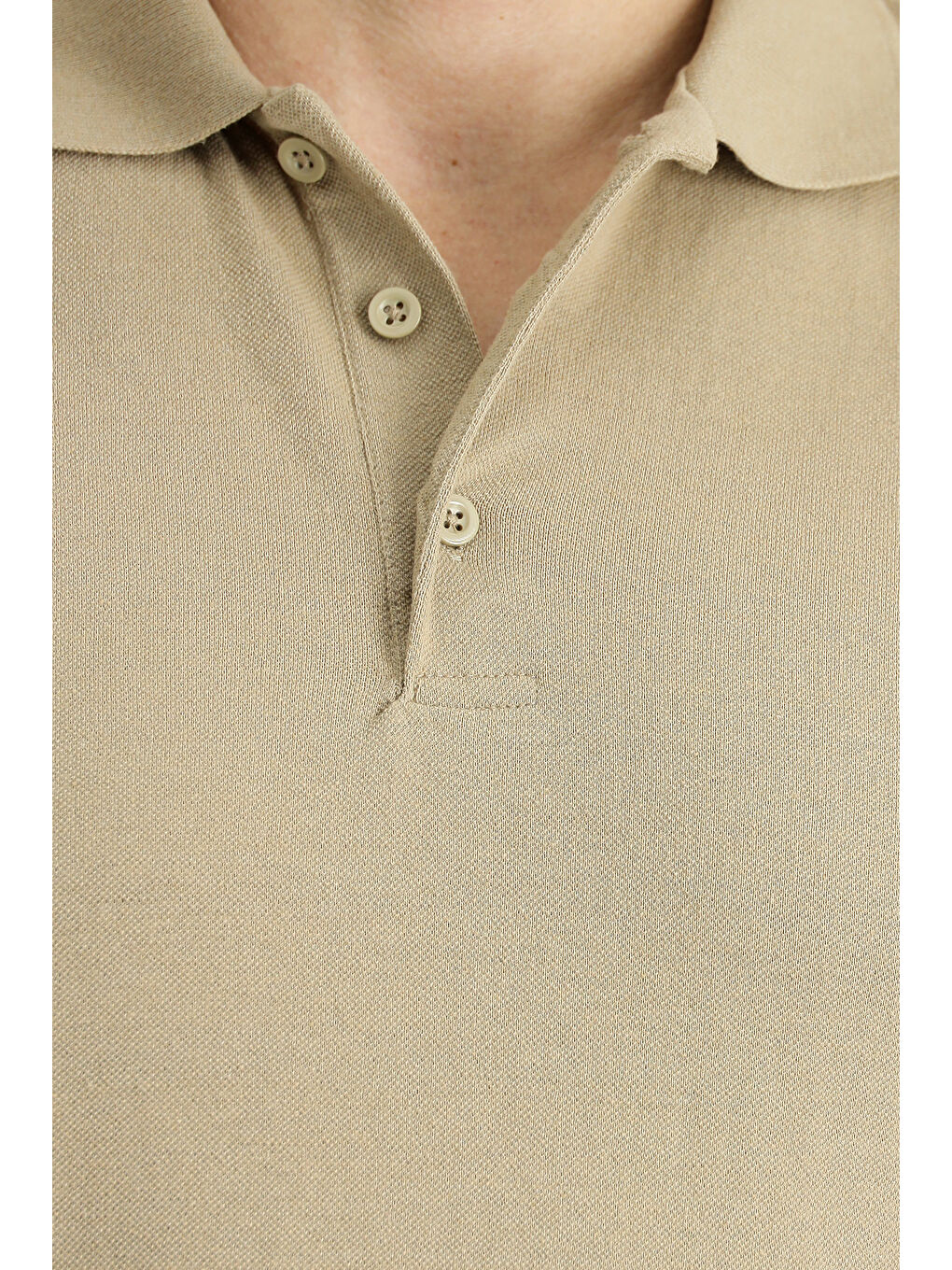 Bej Polo Yaka Regular Fit Nakışlı Pamuklu Büyük Beden Tişört-6