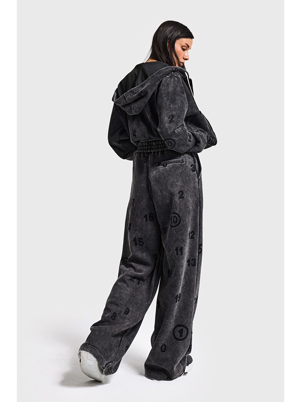 Kadın Antrasit Özel Yıkamalı Alt Üst 2'li Kombin Tasarım Takım-2