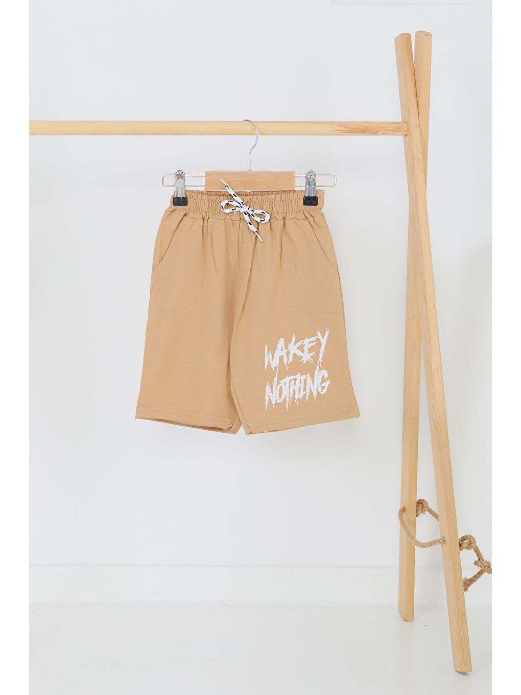 Bej Erkek Çocuk Vizon Baskılı Şort - 27343