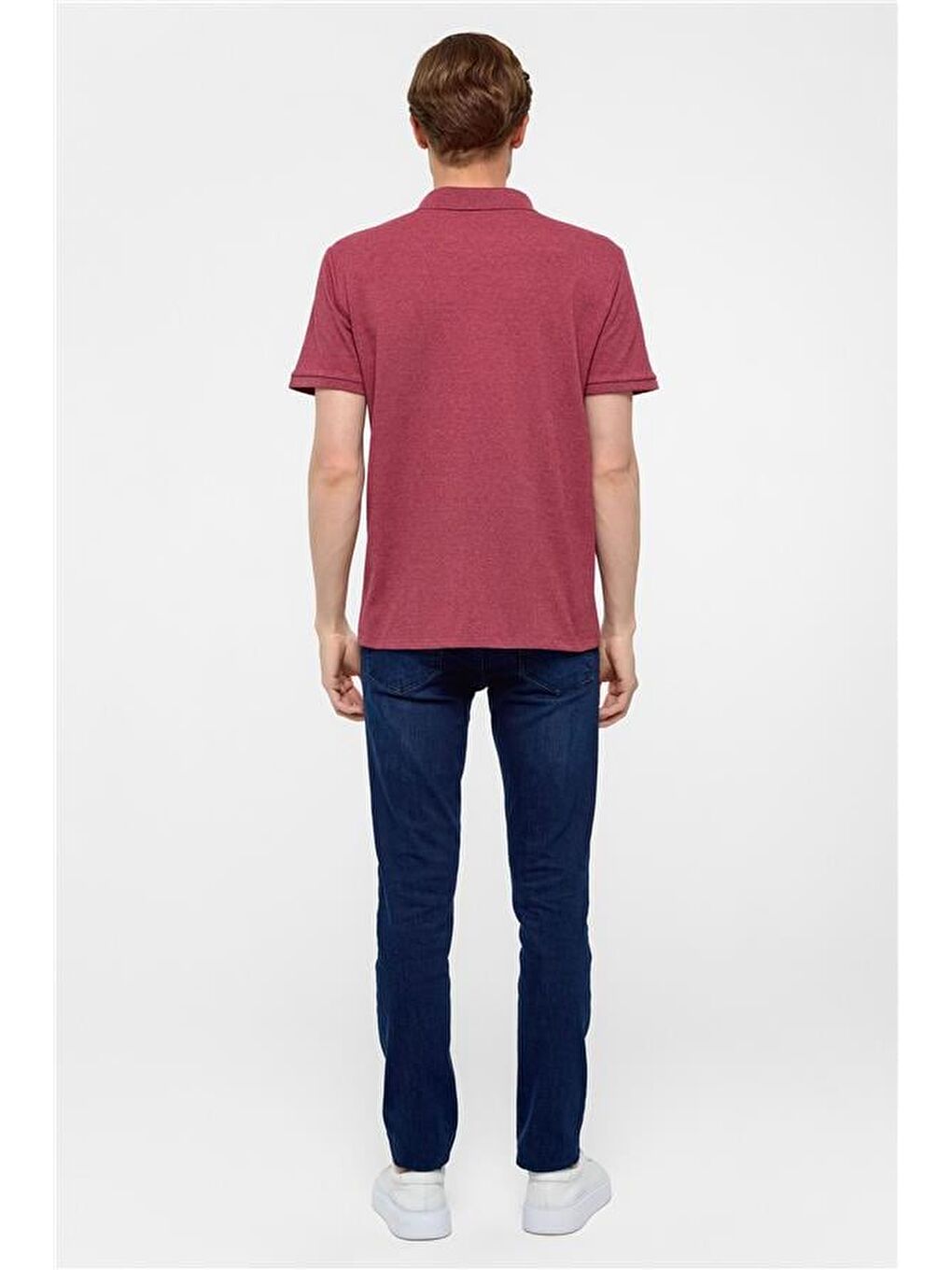 Koyu Bordo Regular Armürlü Polo Yaka Tişört-4