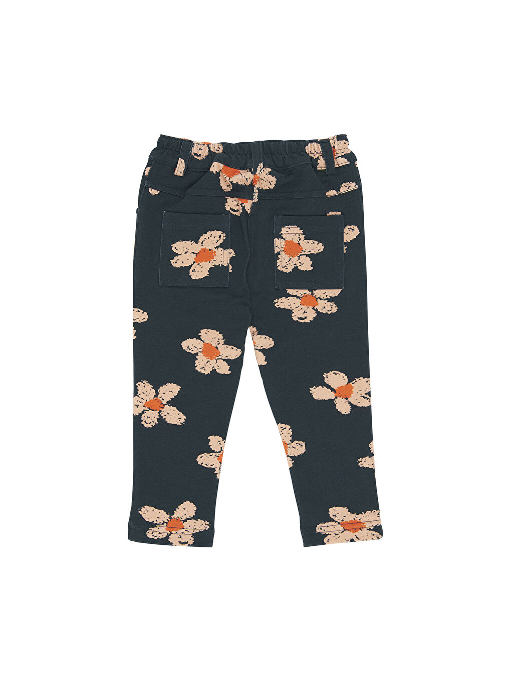Siyah Kız Çocuk Desenli Örme Pantolon-1