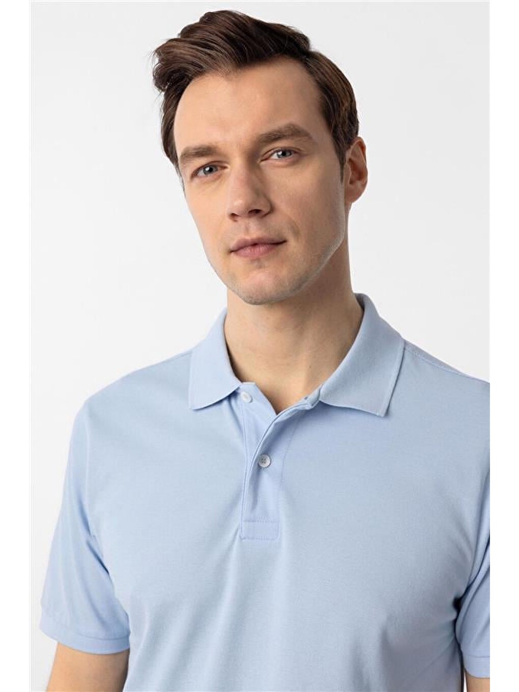 Buz Mavi Regular Armürlü Polo Yaka Tişört-2
