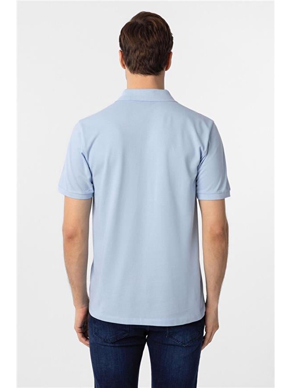 Buz Mavi Regular Armürlü Polo Yaka Tişört-3