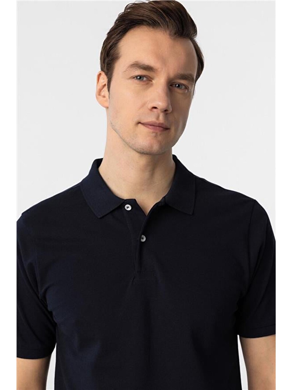 Lacivert Regular Armürlü Polo Yaka Tişört-2