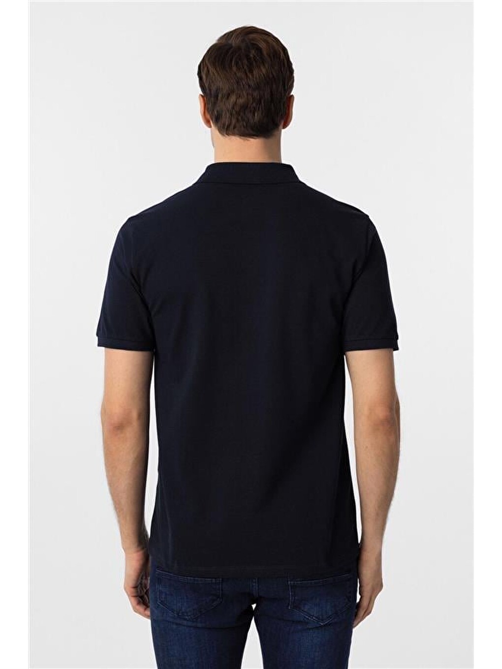 Lacivert Regular Armürlü Polo Yaka Tişört-3