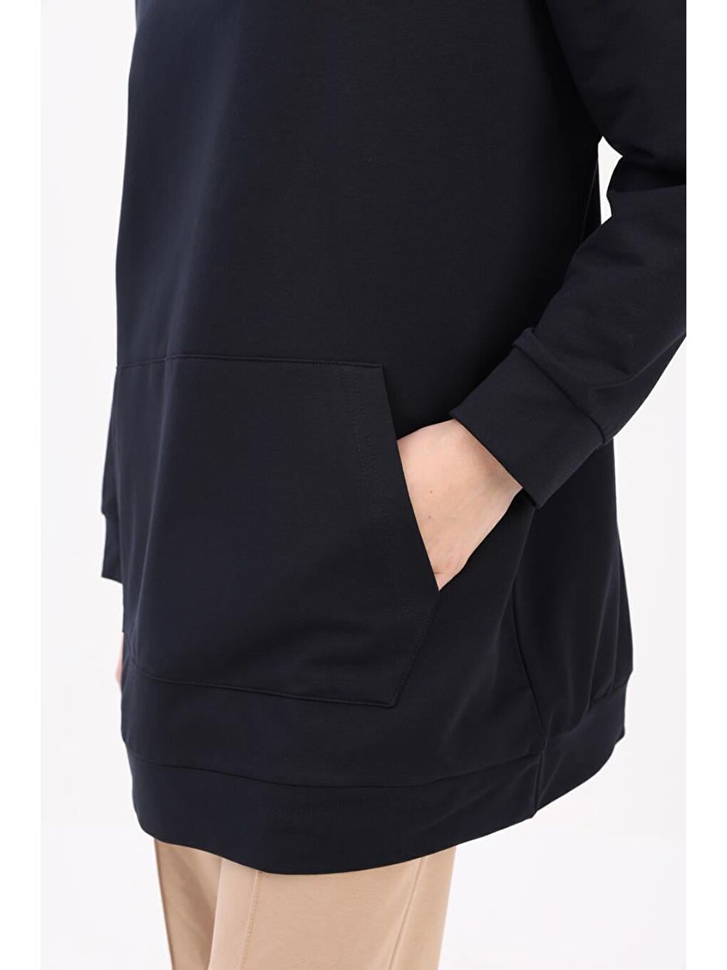 Lacivert Kapüşonlu Sweat Tunik-4