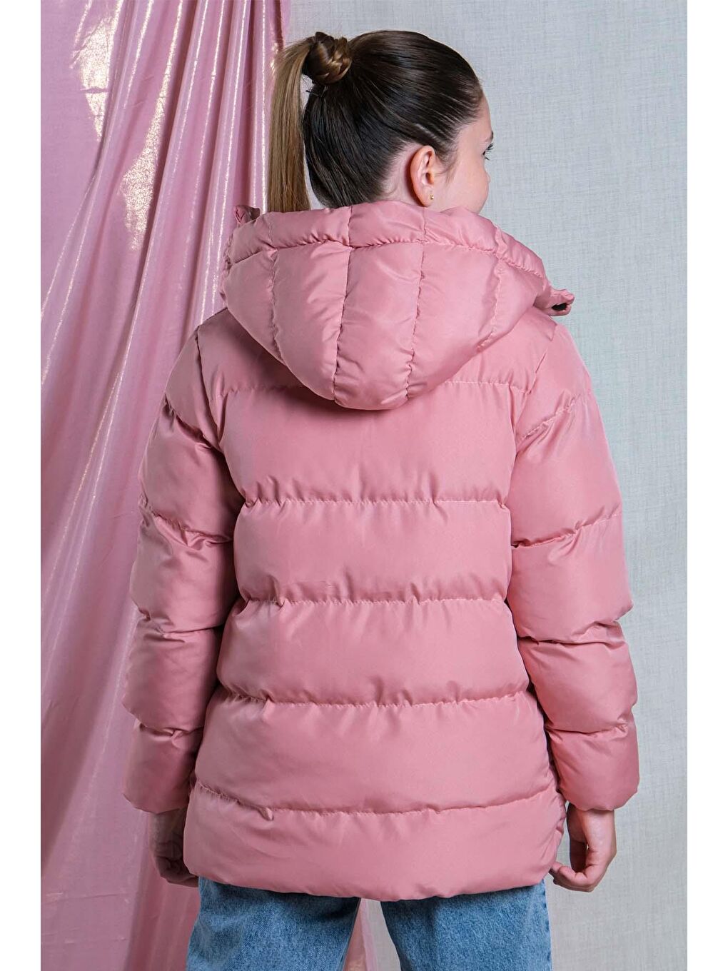 Pina Kids Pembe Kız Çocuk Yumuşak İçi Kürklü Kalın Kaban Mont KM.0023-Y - 3