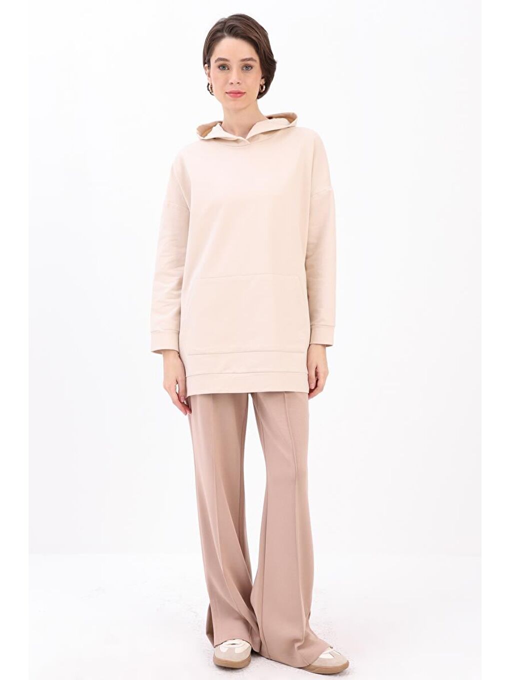 ALLDAY Bej Taş Kapüşonlu Sweat Tunik - 1
