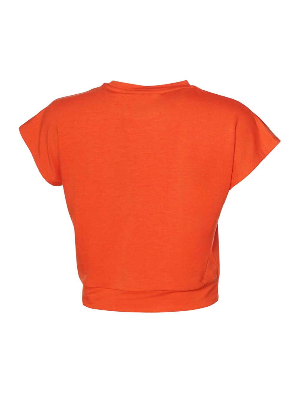 Allessia Crop Kadın Turuncu Yuvarlak Yaka Tişört-2