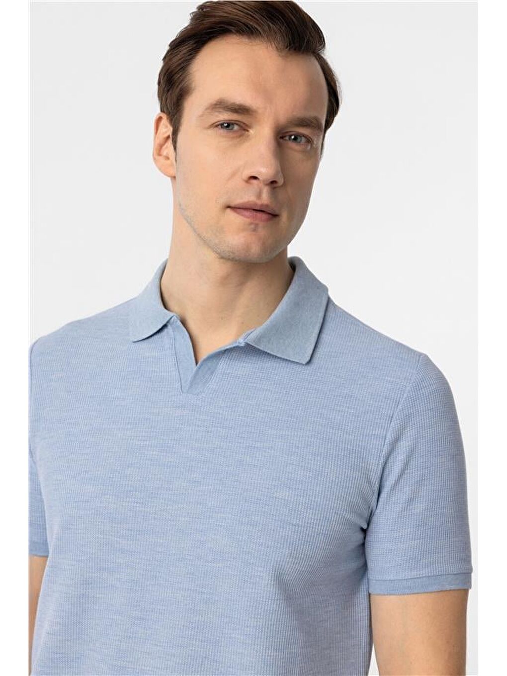 Mavi Slim Armürlü Polo Yaka Tişört-3