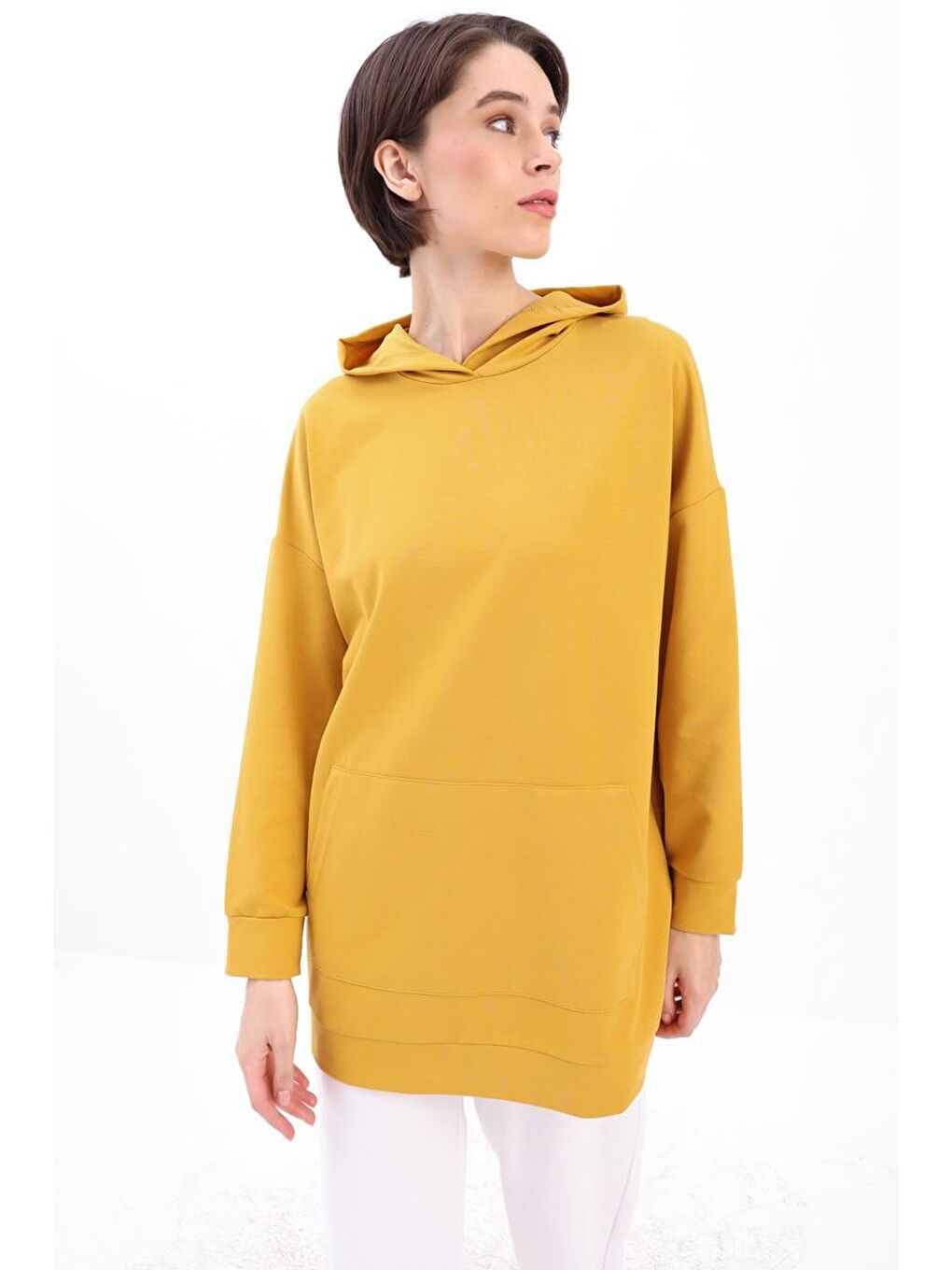 ALLDAY Sari Sarı Kapüşonlu Sweat Tunik