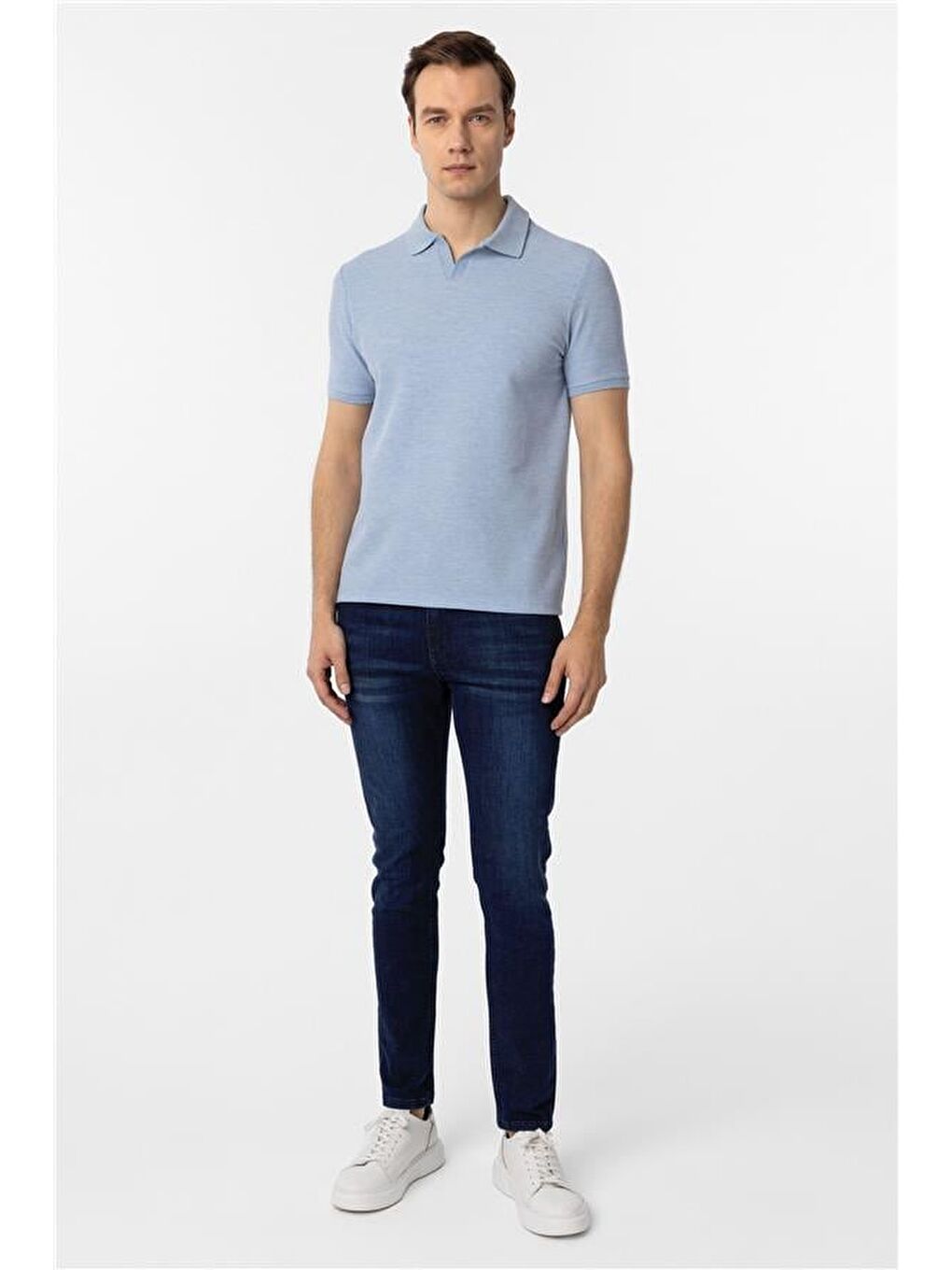 Mavi Slim Armürlü Polo Yaka Tişört-5