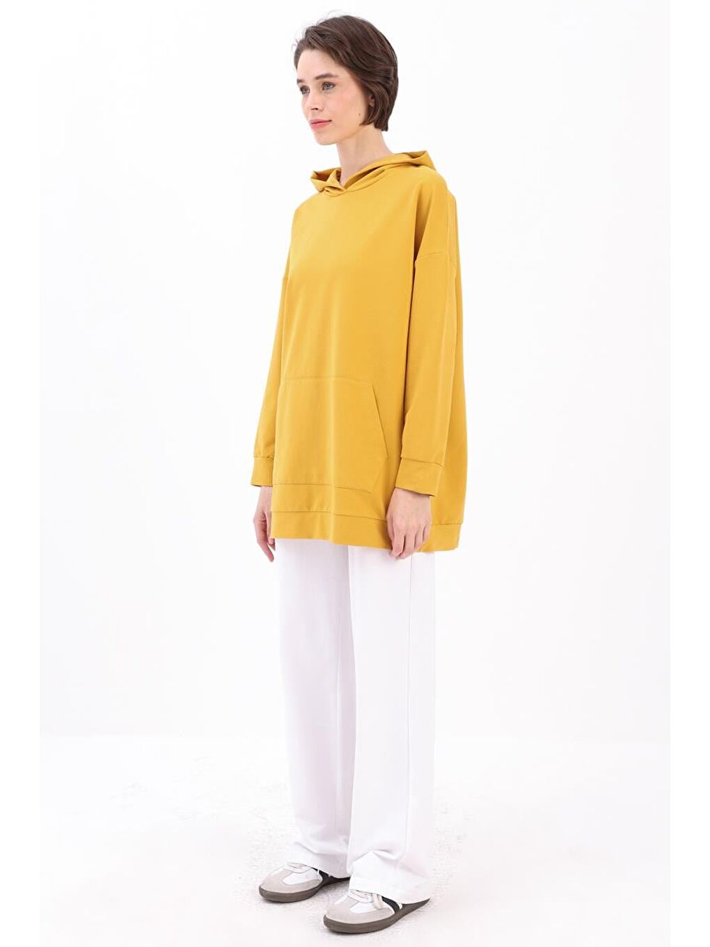 ALLDAY Sari Sarı Kapüşonlu Sweat Tunik - 2