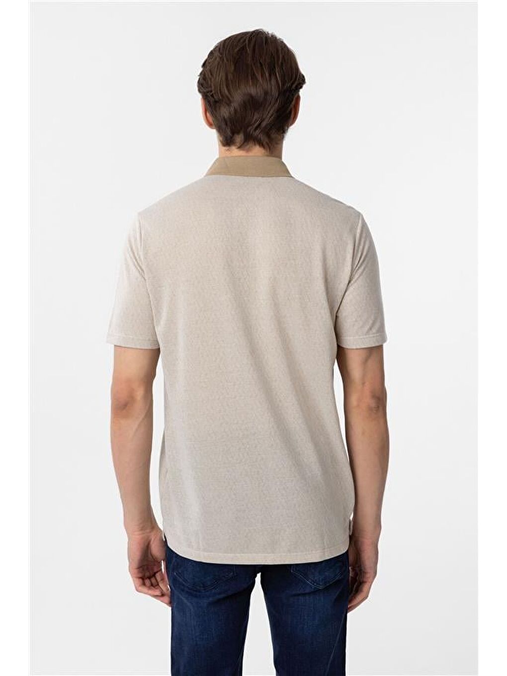 Bej Regular Armürlü Polo Yaka Tişört-4