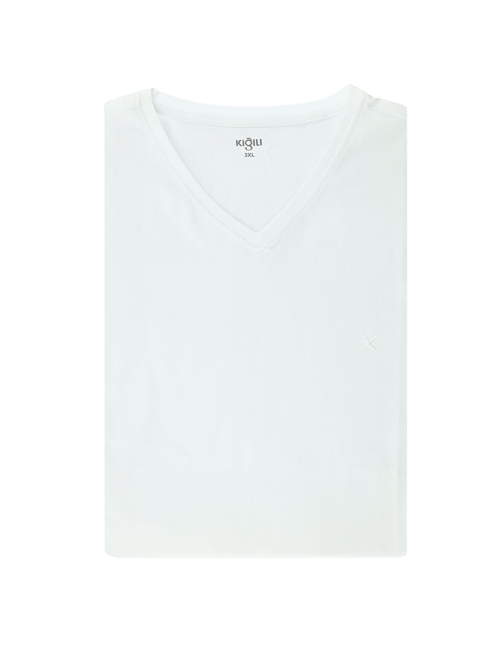 Beyaz V Yaka Süprem Pamuklu Büyük Beden Tişört