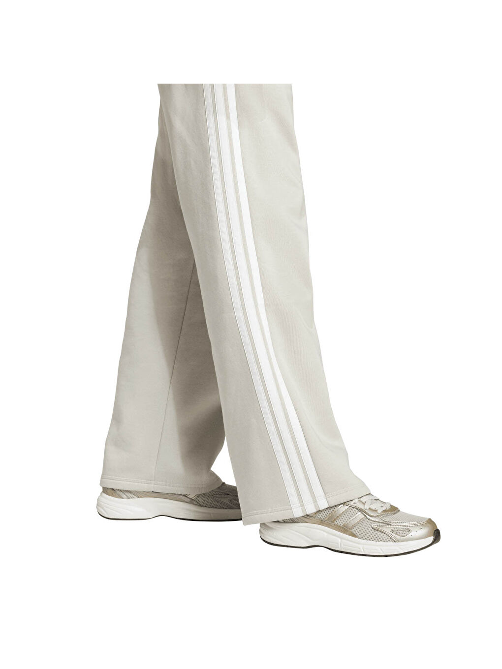 Essentials 3-Stripes Open-Hem Flee Kadın Gri Eşofman Altı-3