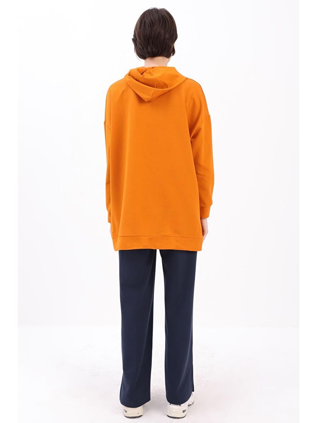Turuncu Kapüşonlu Sweat Tunik-2