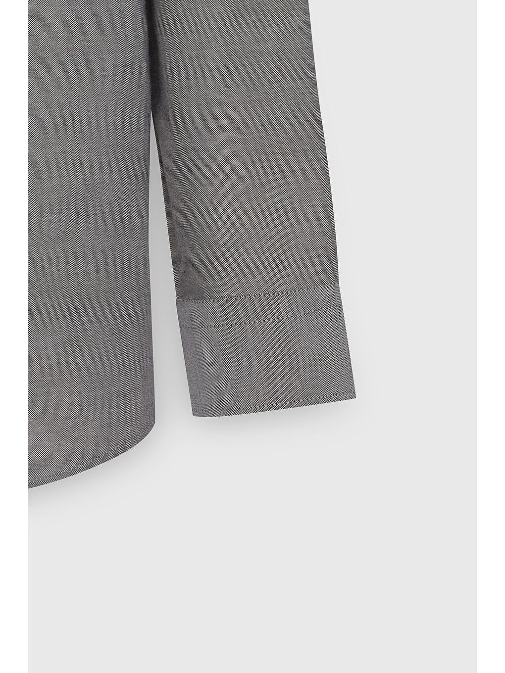 Erkek Gri Slim Fit Dar Kesim Düğmeli Yaka %100 Pamuk Oxford Gömlek-7