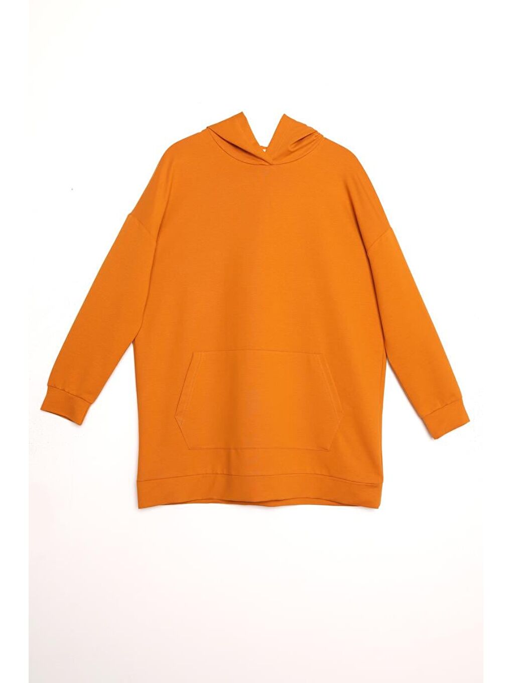 Turuncu Kapüşonlu Sweat Tunik-4