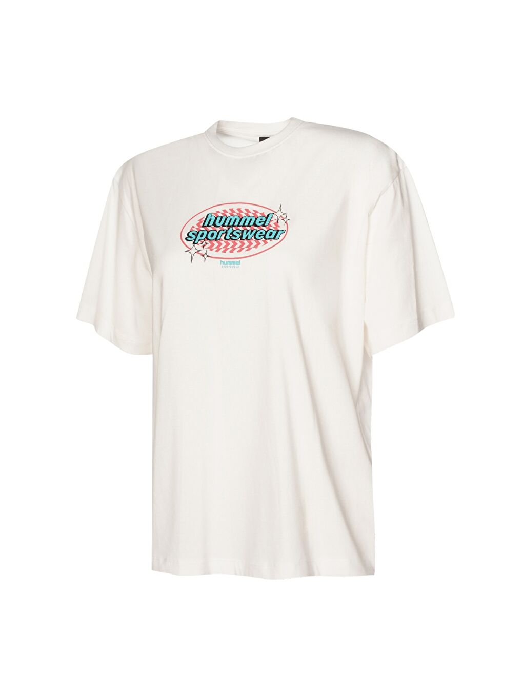 Patez Oversize Kadın Beyaz Yuvarlak Yaka Tişört