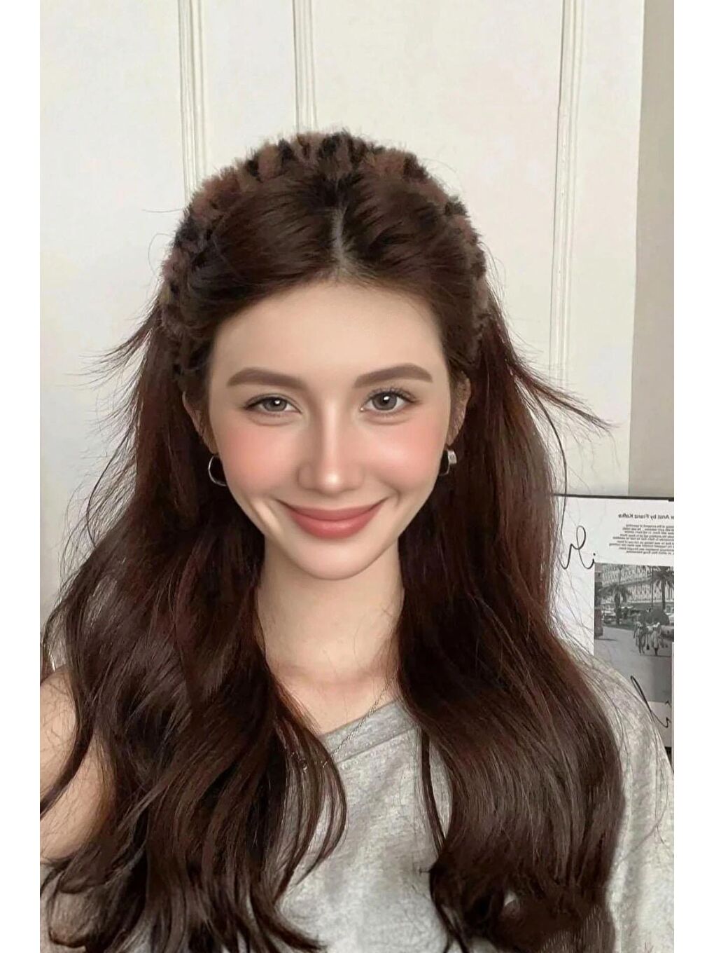 Kahverengi Yumuşak Kürklü Dekorlu Geçmeli Taç-2