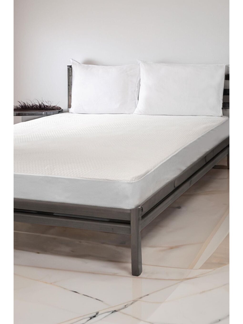 100x200 cm Sıvı Geçirmez Tek Kişilik Fitted Alez Beyaz Kırmızı-2