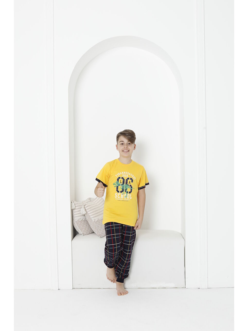 Kapi Kids Sarı Erkek Çocuk Yazı Baskılı Pijama Takımı Mnx 5073-74 - 1