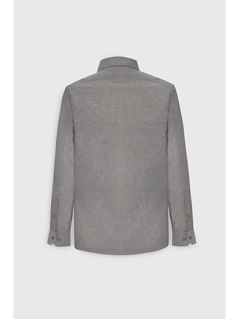 Erkek Gri Slim Fit Dar Kesim Düğmeli Yaka %100 Pamuk Oxford Gömlek-8